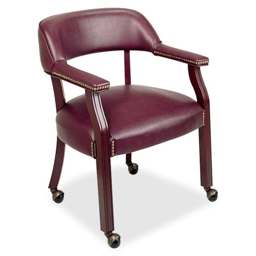Lorell Traditional Captain Side Chair W/ Casters-Captain Chair, W/ Casters, 26"X24"X30-3/4", Burgundy